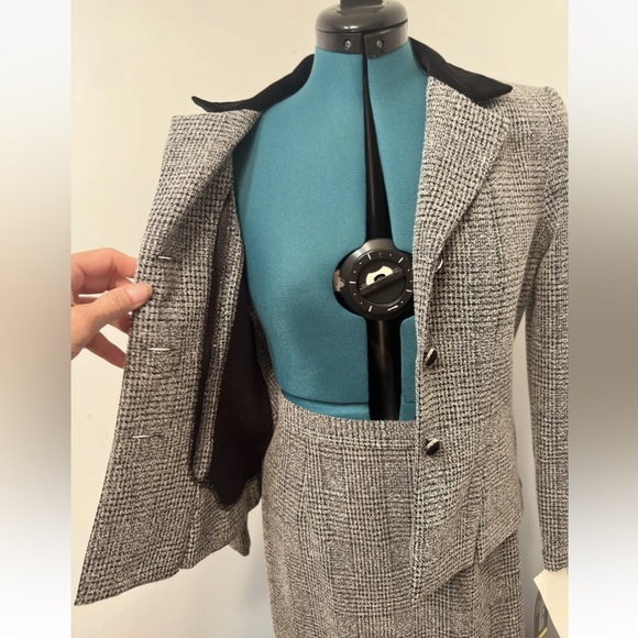 Jessica Howard Petite Black White Tweed Unlined 2 Piece Long Skirt Suit Size 6P. - Picture 6 of 16